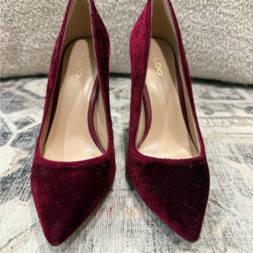 Aldo Red Heels Elegant Velvet Pumps